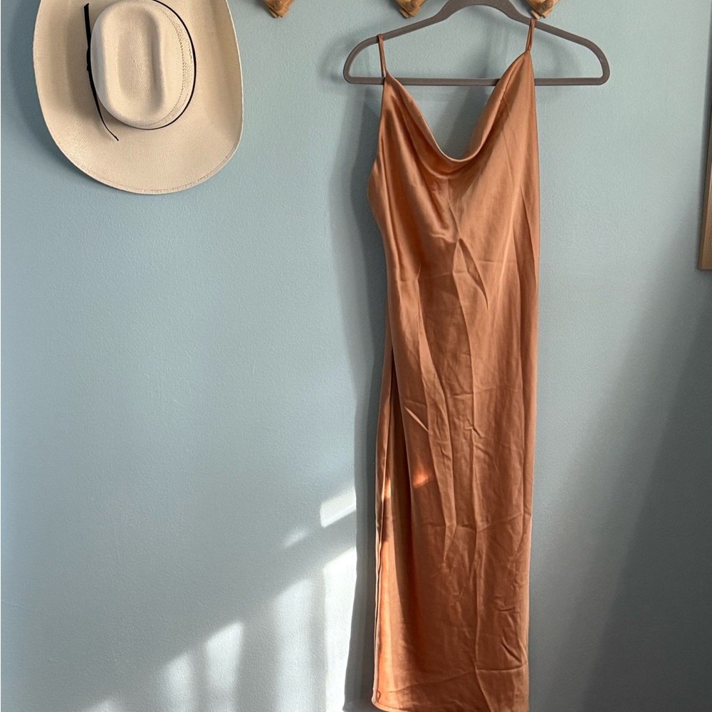 Elegant Copper Slip Dress